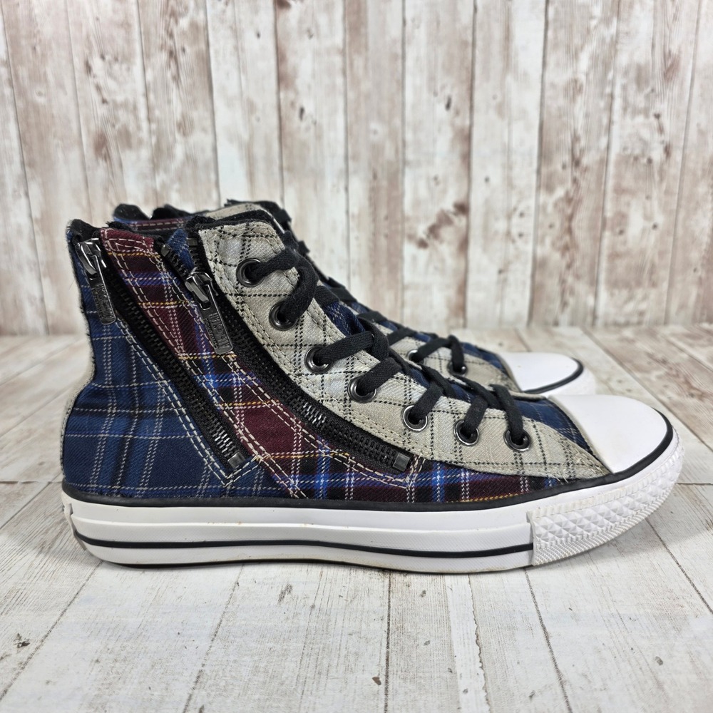 Converse Chuck Taylor All Star Plaid Patchwork High Top Zippers 549575C Womens 8